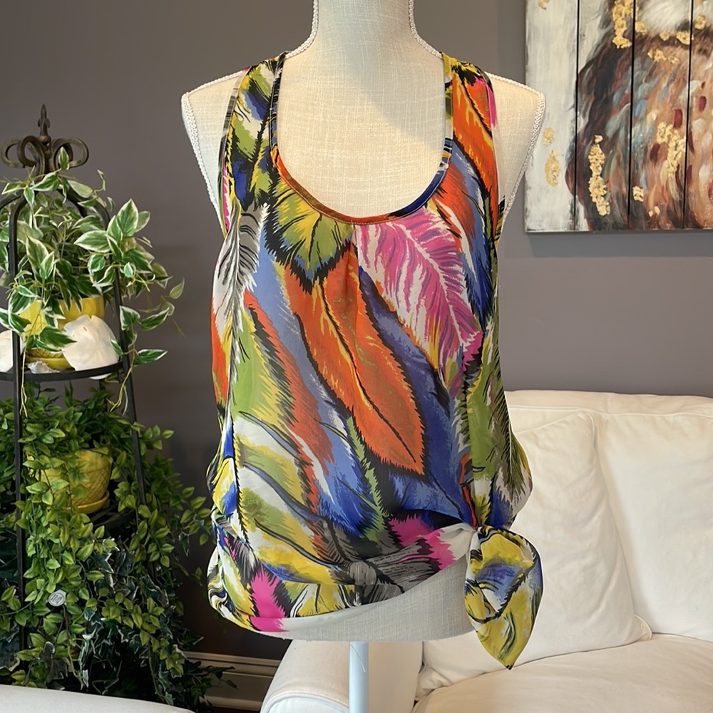 Fun Apricot sheer flowy top, MED